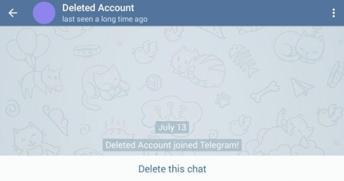 Deleted Telegram account 
Last seen a long time ago