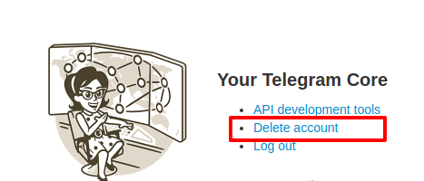 Delete Account option for deleting telegram account